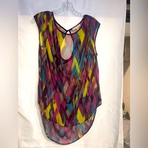 Abstract Print Sheer Tank Top